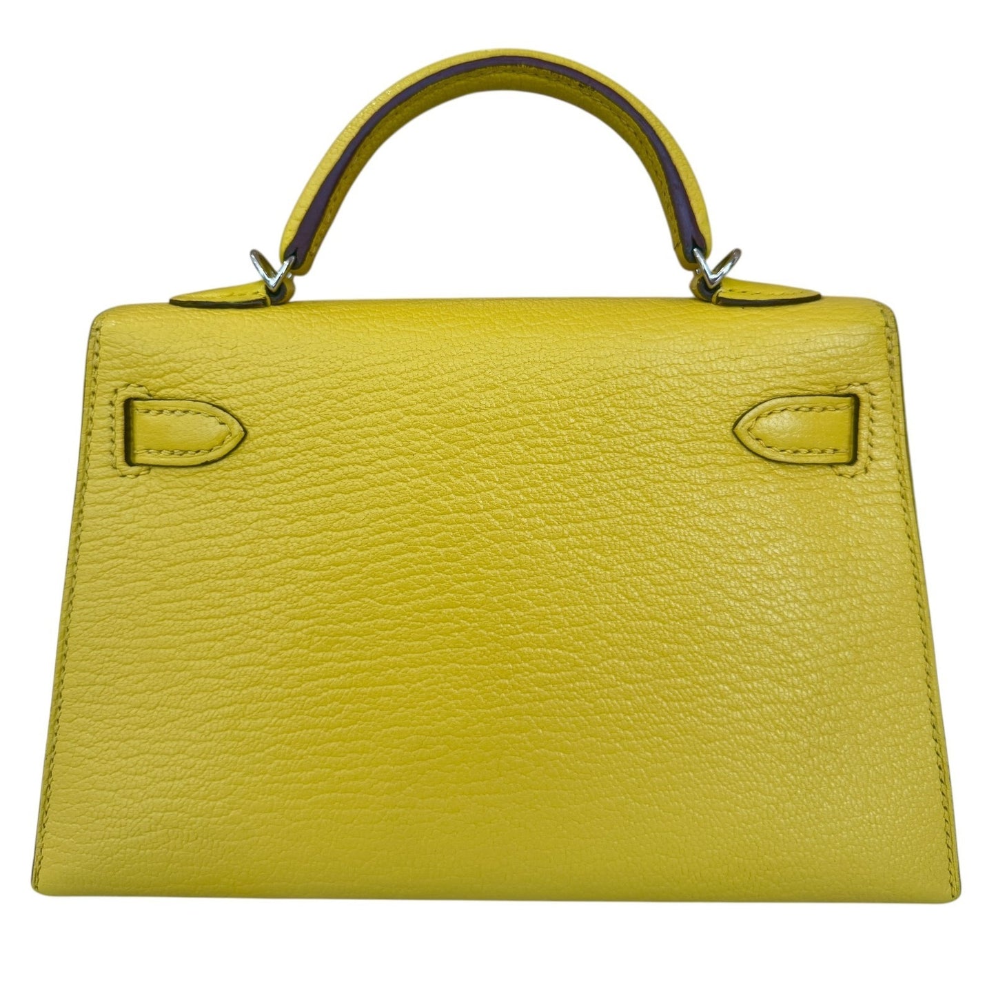 Hermes Kelly Mini 20 Verso Jaune Naples Orange Chèvre Leather Palladium Hardware