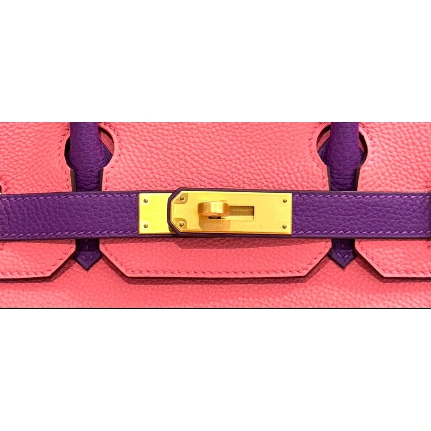 Hermes Birkin 30 Special Order Pink Rose Lipstick & Anemone Purple Brushed Gold