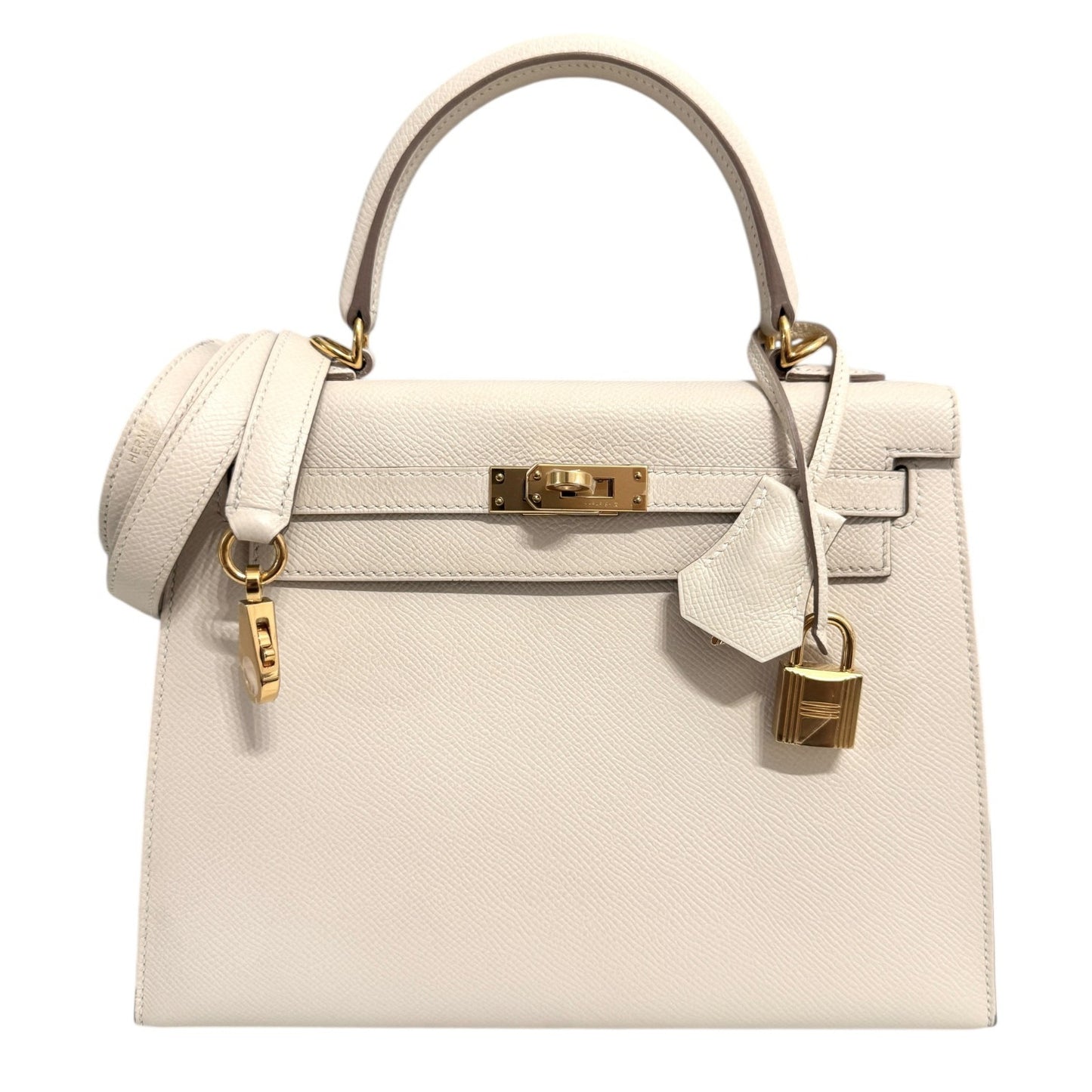 Hermes Kelly 25 Sellier Craie Cream Epsom Leather Gold Hardware