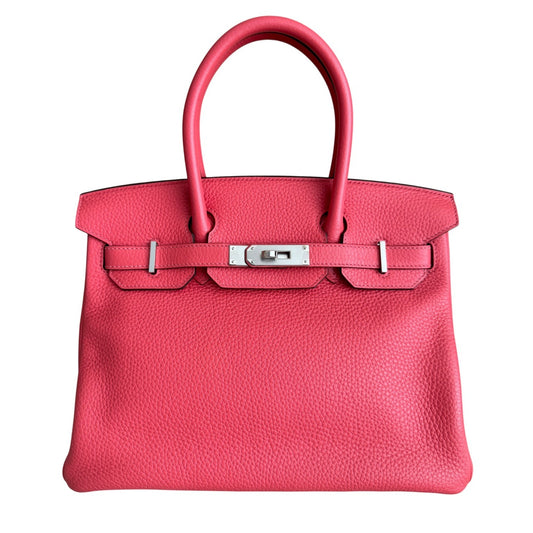 Hermes Birkin 30 Verso Rose Texas Pink Orange Togo Leather Palladium Hardware