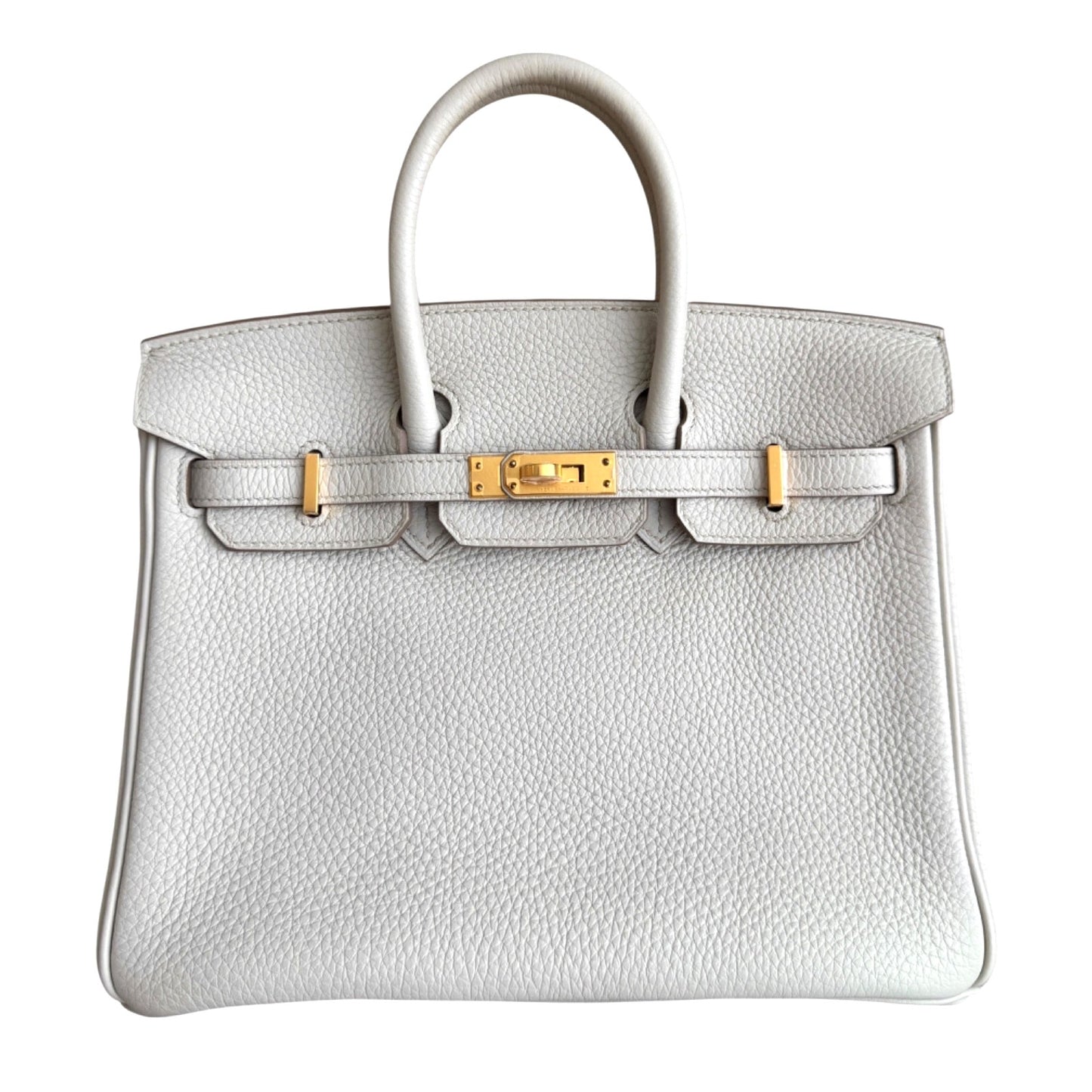 Hermes Birkin 25 Beton Beige Cream Togo Leather Rose Gold Hardware