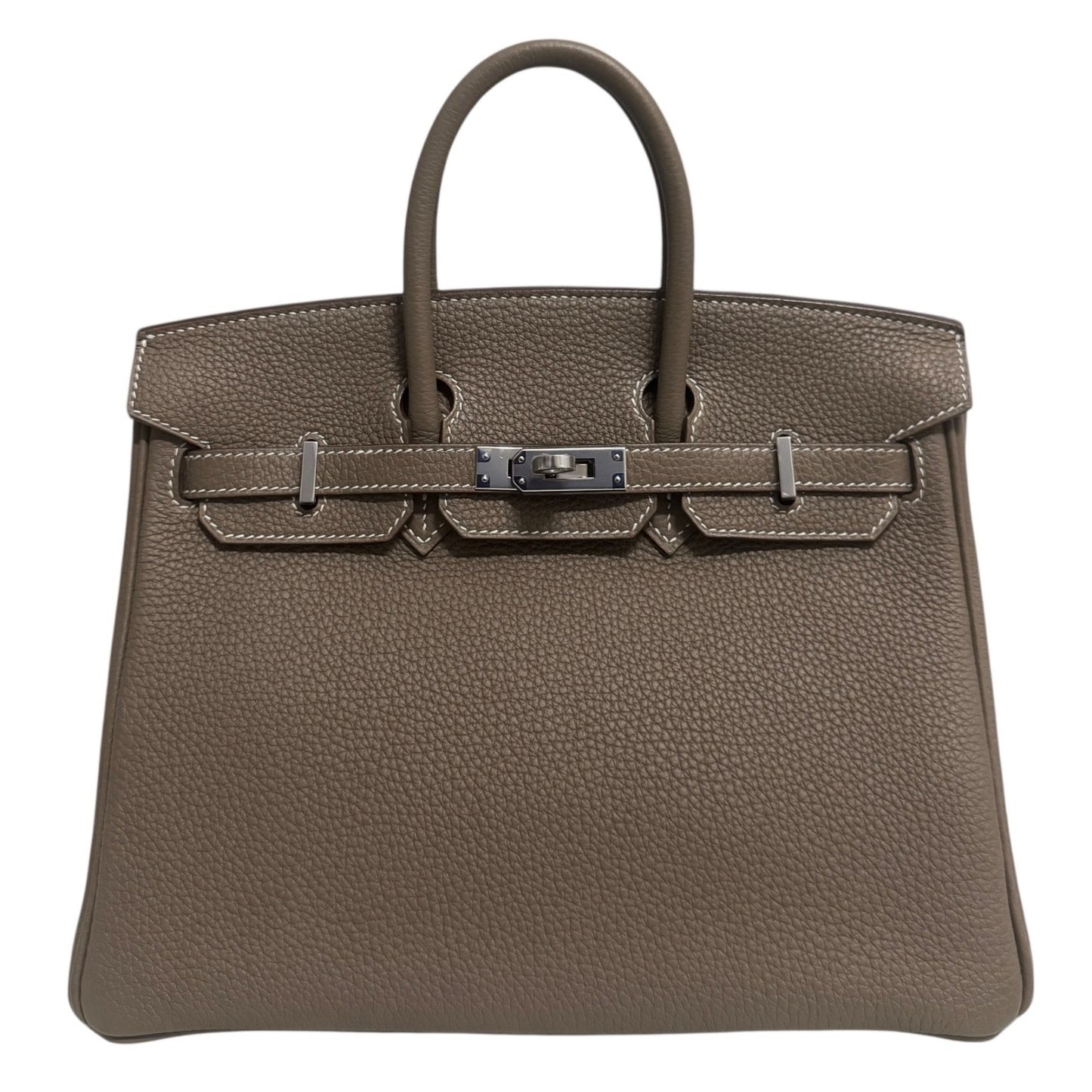 Hermes Birkin 25 Etoupe Gray Togo Leather Palladium Hardware Handbag