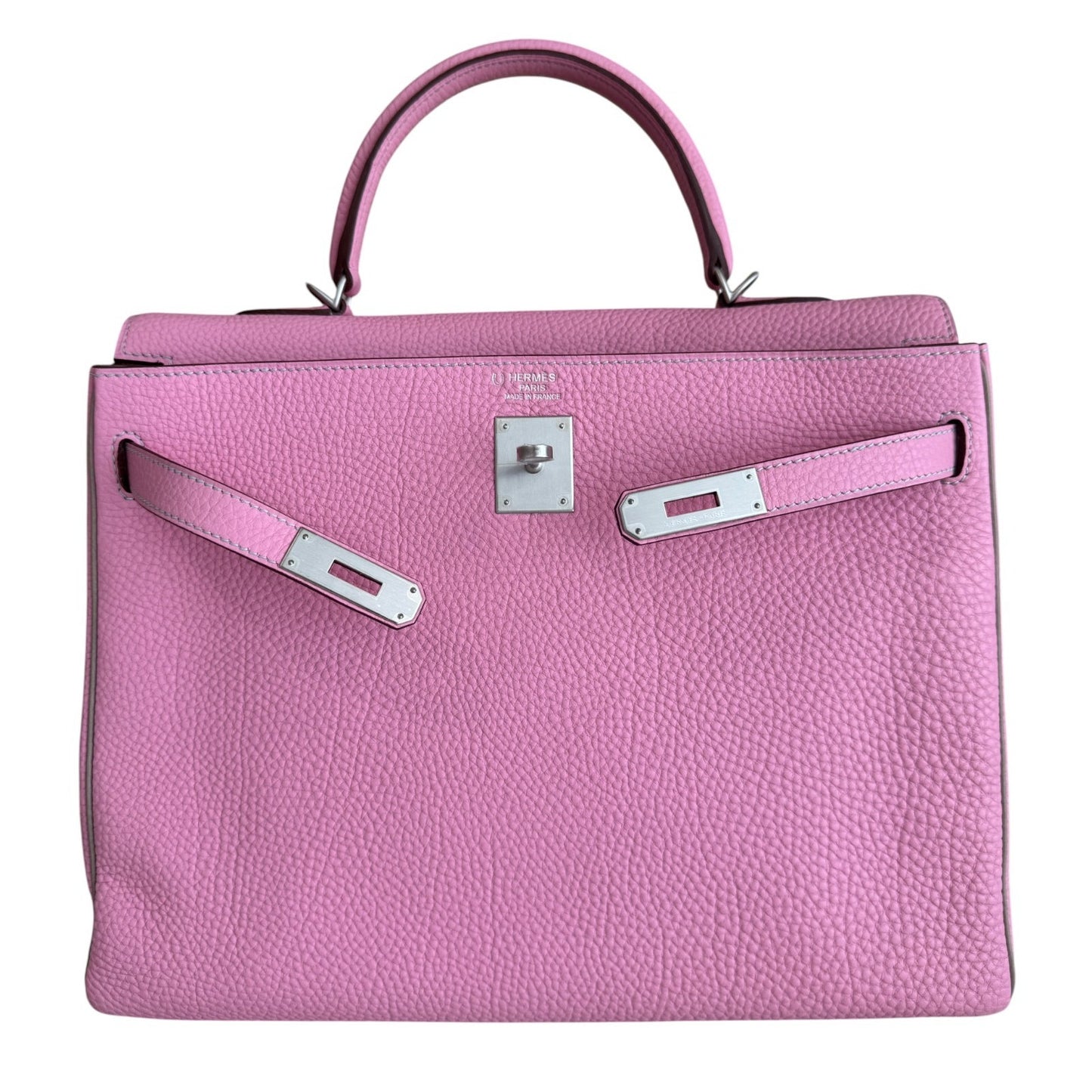 Hermes Kelly 35 Special Order Bubblegum Gray Togo Leather Brushed Palladium