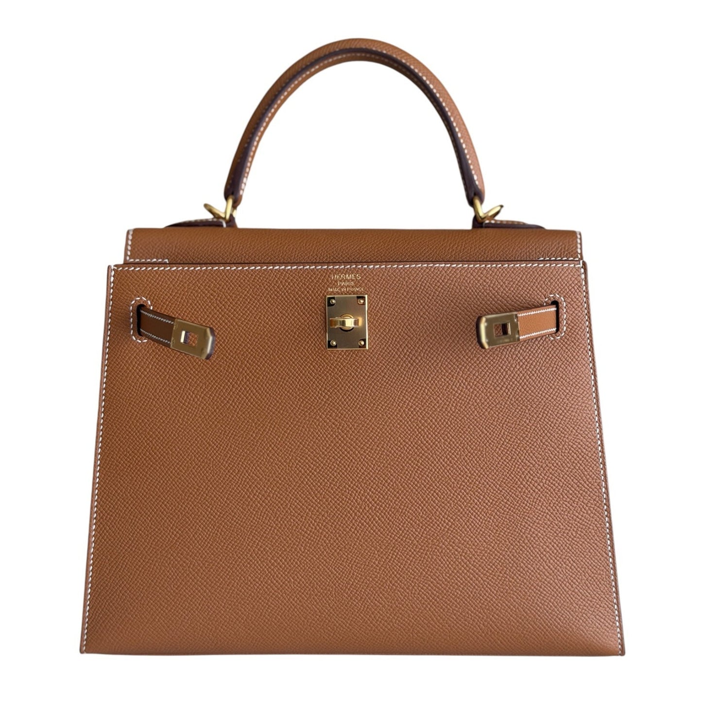 Hermes Kelly 25 Sellier Gold Tan Epsom Leather Gold Hardware