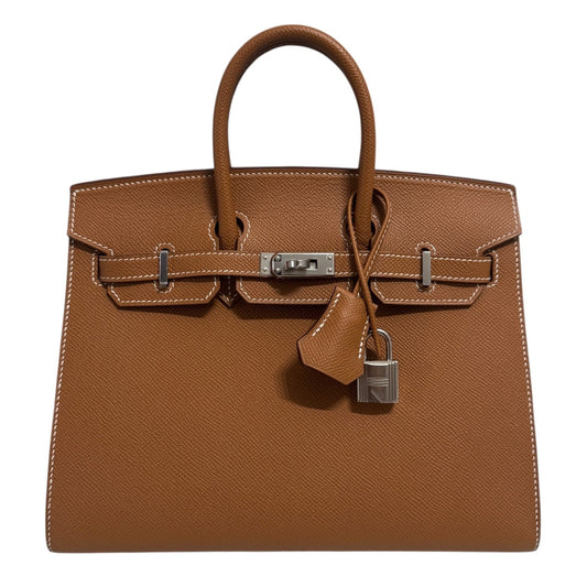 Hermes Birkin 25 Sellier Gold Tan Epsom Leather Palladium Hardware