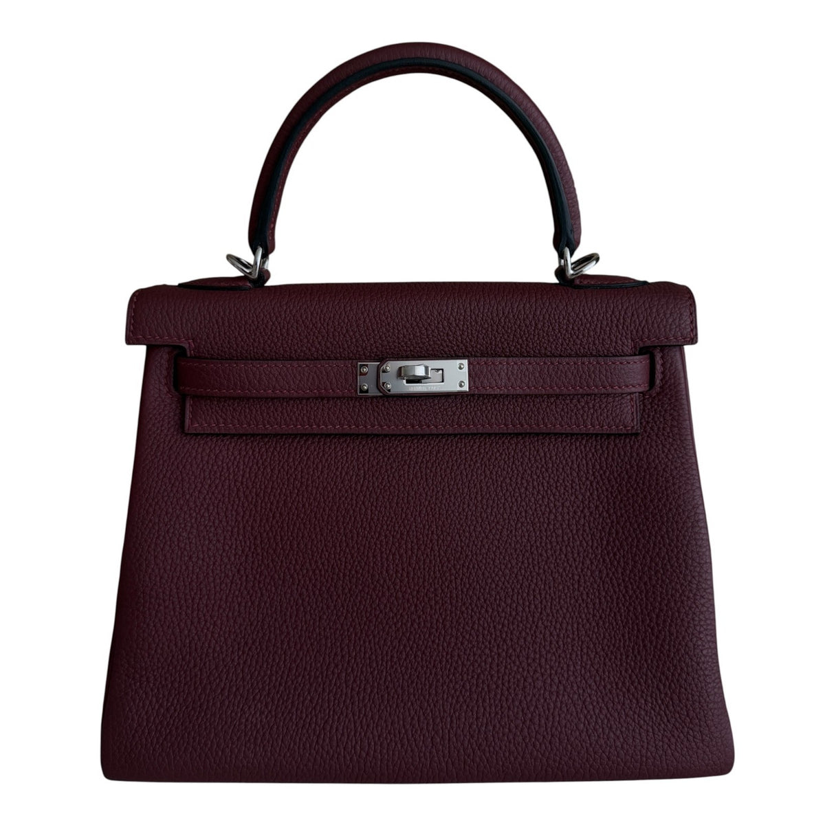 Hermes Kelly 25 Rouge H Red Togo Leather Palladium Hardware RARE