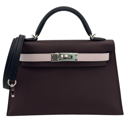 Hermes Kelly Mini 20 Tri Color Rouge Sellier Mauve Pale Black Epsom Palladium