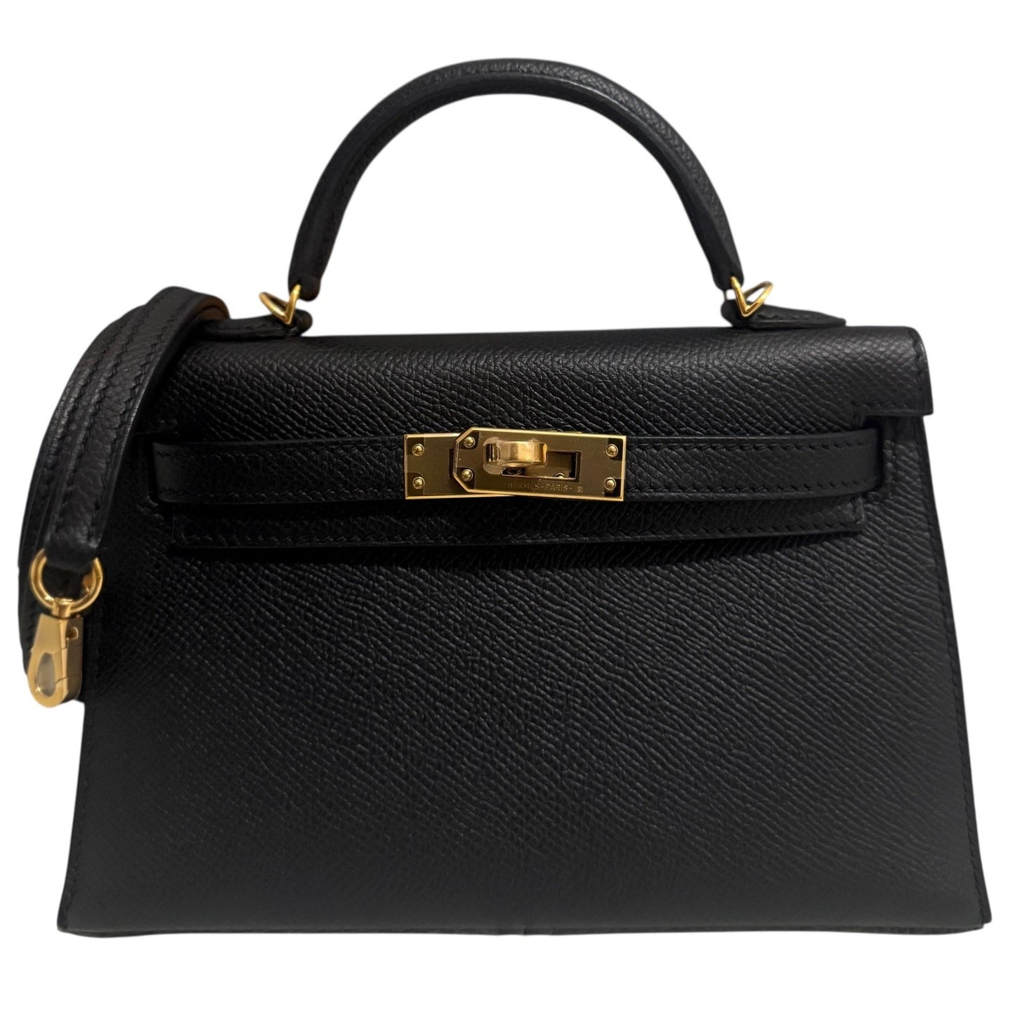 Hermes Kelly Mini 20 Black Noir Epsom Leather Gold Hardware
