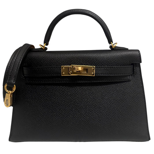 Hermes Kelly Mini 20 Black Noir Epsom Leather Gold Hardware
