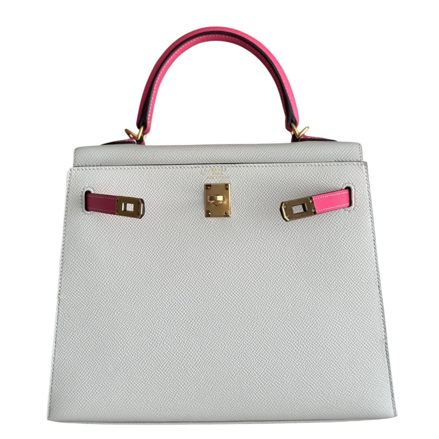 Hermes Kelly 25 Sellier Special Order Craie Rose Azalee Pink Epsom Gold Hardware