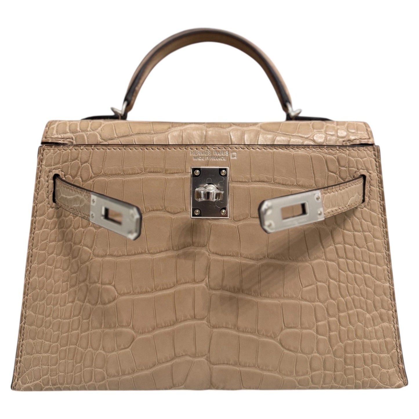 Hermes Kelly Mini 20 Matte Alligator Chai Tan Beige Palladium Hardware 2025