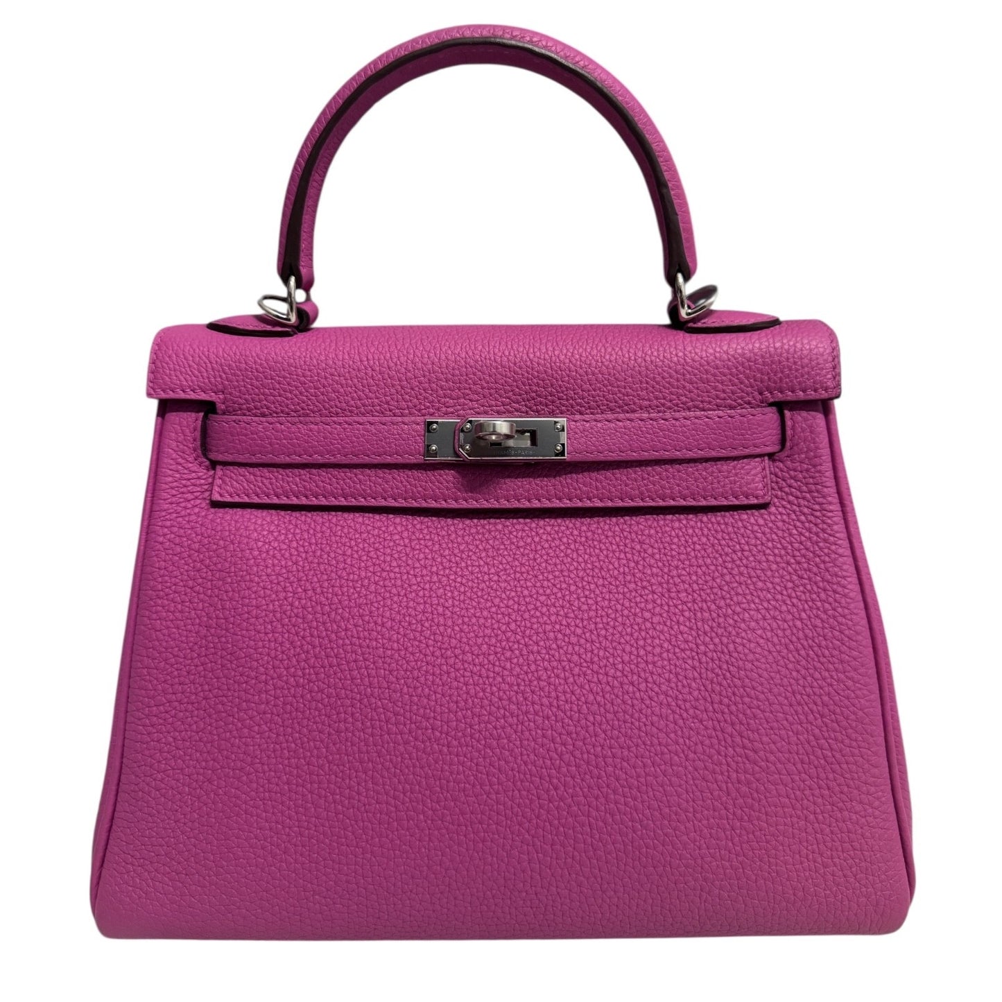 Hermes Kelly 25 Magnolia Pink Purple Togo Leather Palladium Hardware