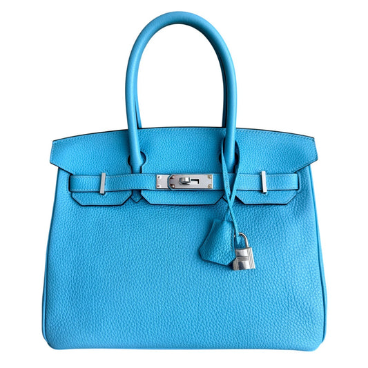 Hermes Birkin 30 Bleu du Nord Blue Togo Leather Palladium Hardware Rare