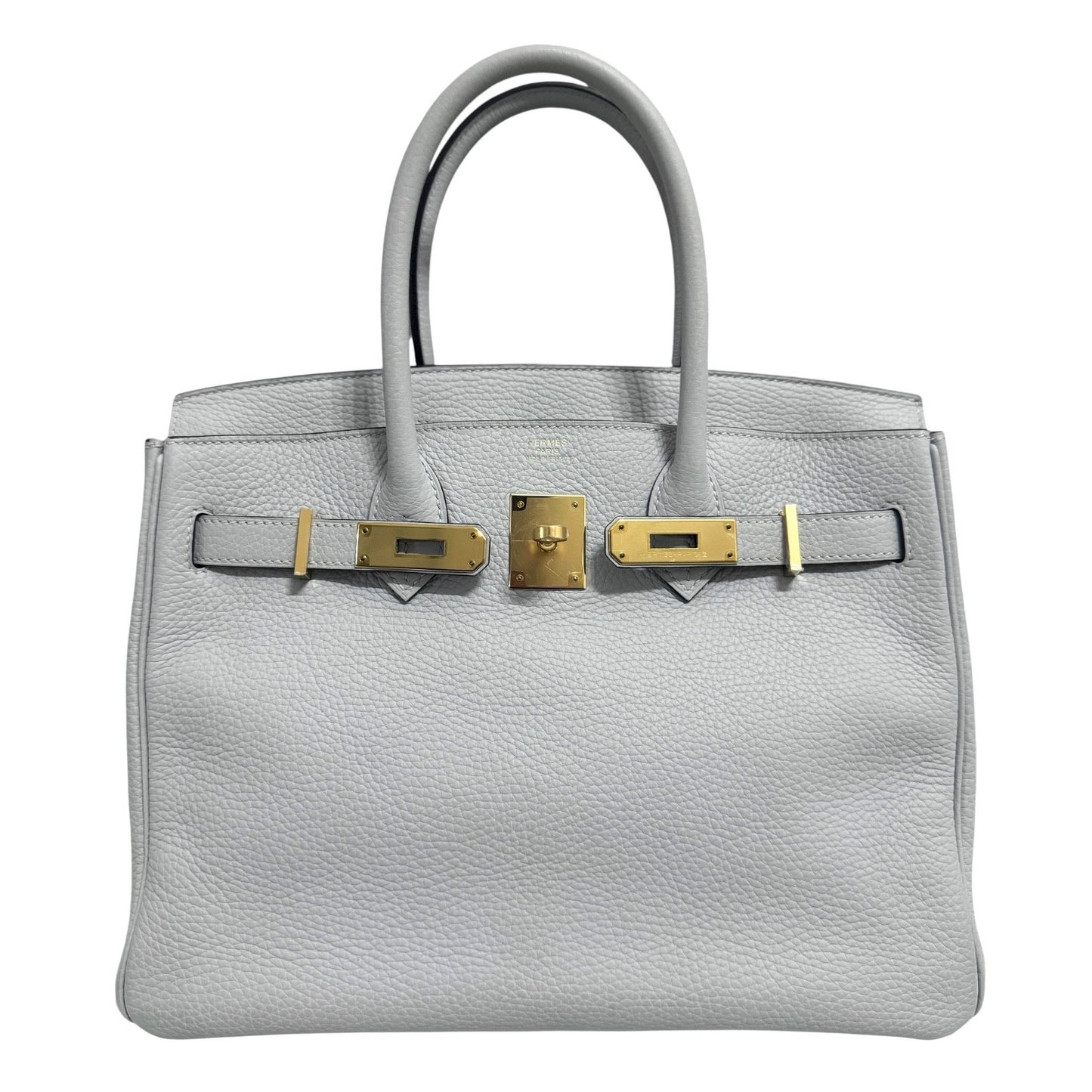 Hermes Birkin 30 Bleu Pale Blue Gray Leather Gold Hardware
