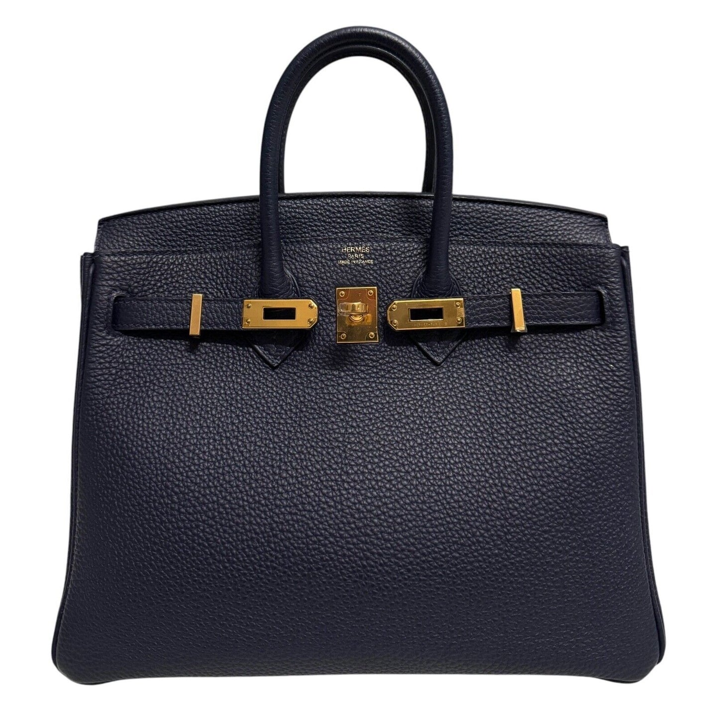 Hermes Birkin 25 Bleu Nuit Blue Togo Leather Gold Hardware Handbag