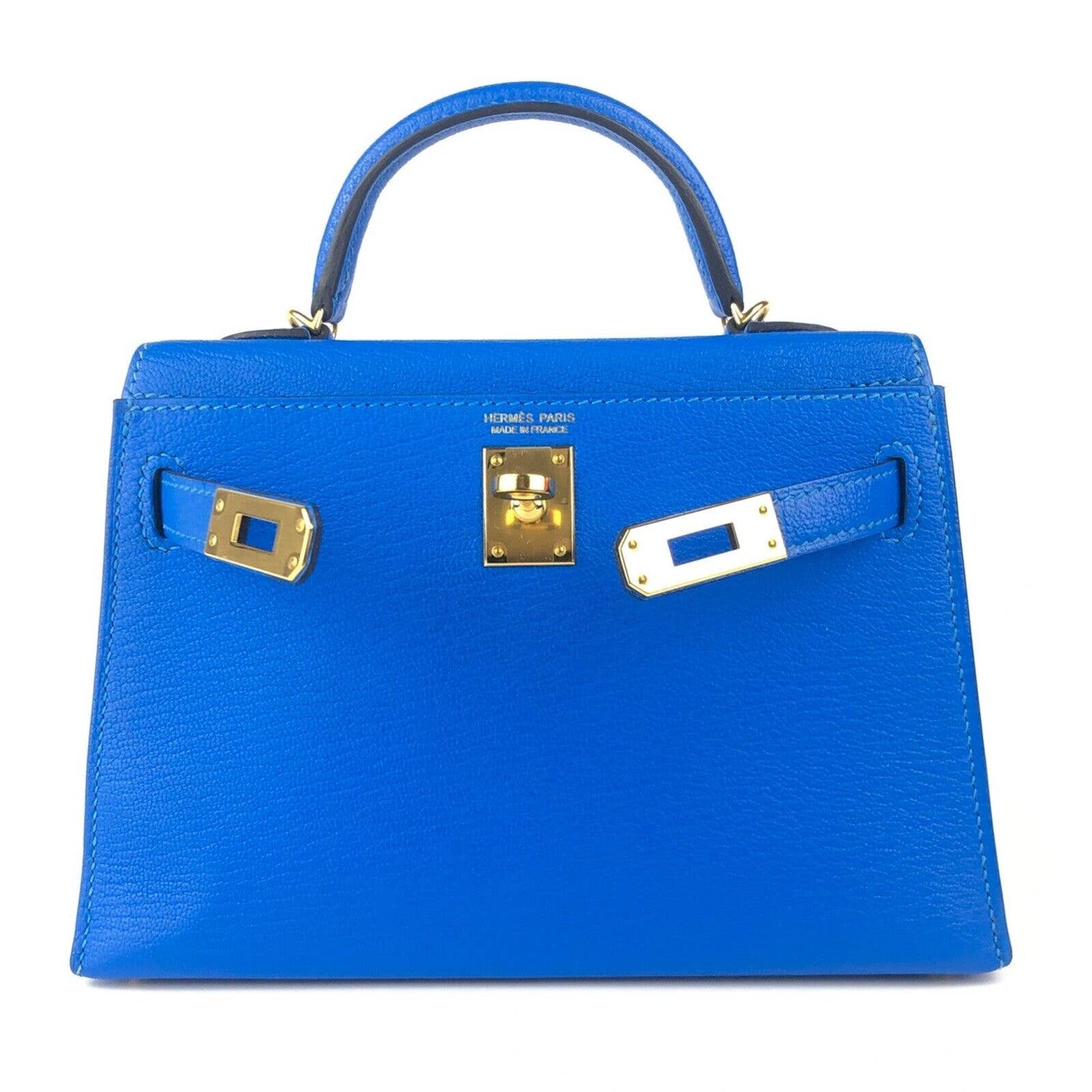 Hermes Kelly Mini 20 blue hydra Chèvre Leather Gold Hardware