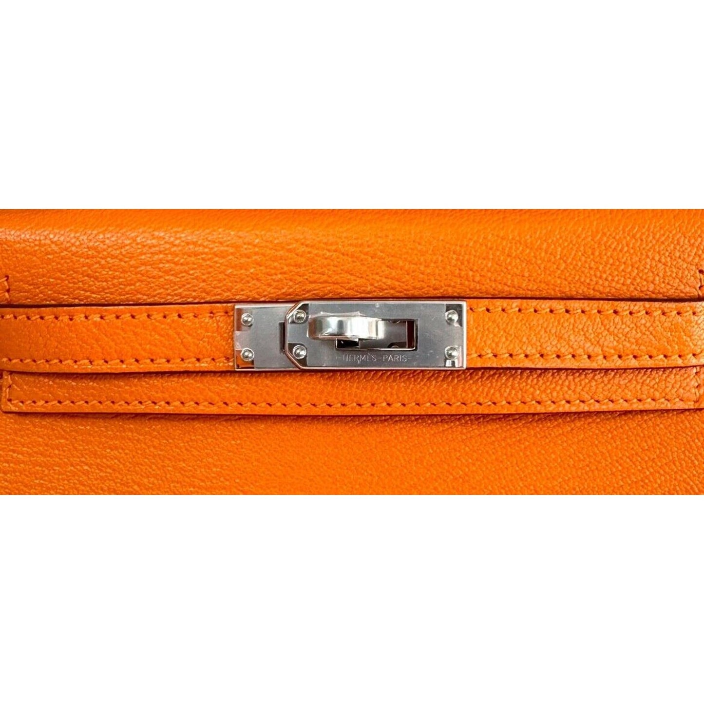 Hermes Kelly Mini 20 Verso Orange & Sanguine Chèvre Leather Palladium Hardware