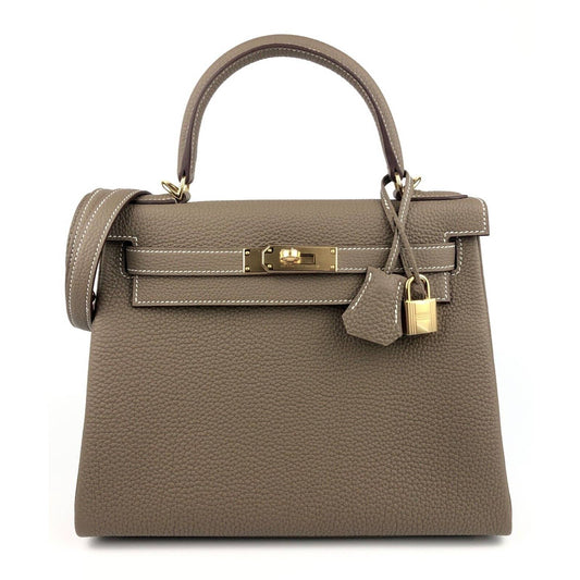 Hermes Kelly 28 Etoupe Gray Grey Togo Leather Gold Hardware NEW