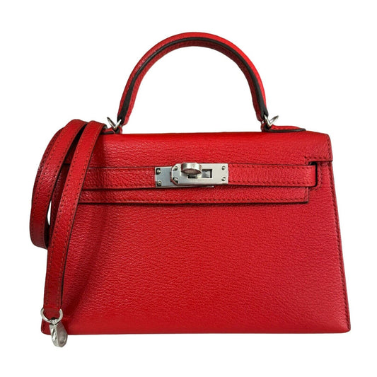 Hermes Kelly Mini 20 Rouge Casaque Chèvre Leather Gold Hardware