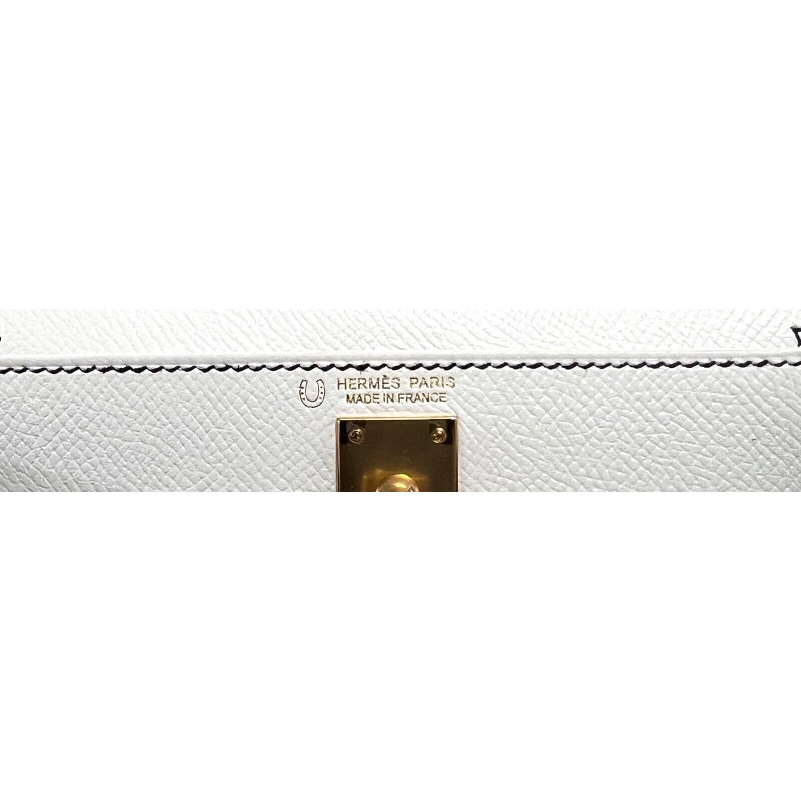 Kelly mini leather handbag Hermès White in Leather - 33831731