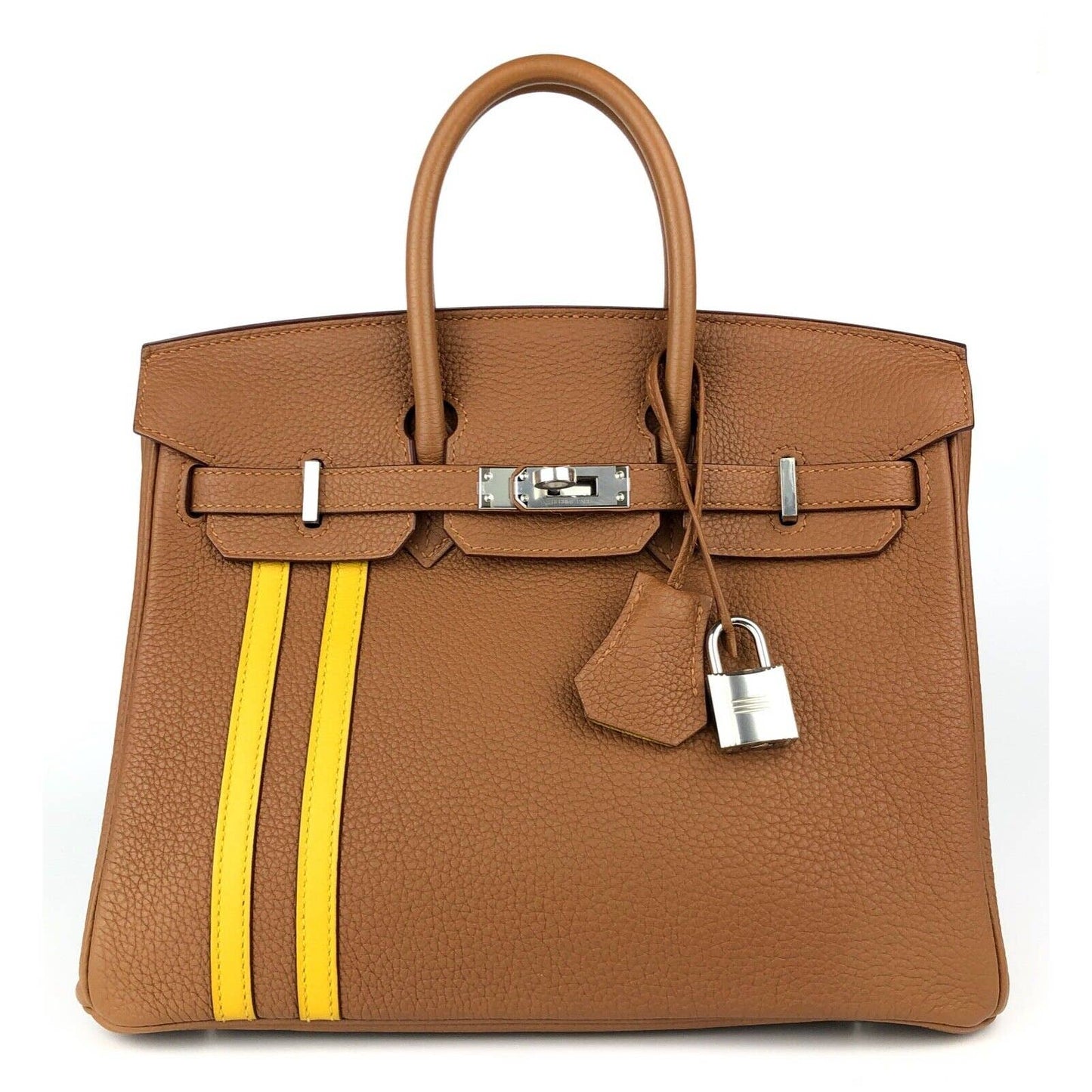 Hermes Birkin 25 Officier Gold Togo Jaune Ambre Yellow Leather Palladium HWR