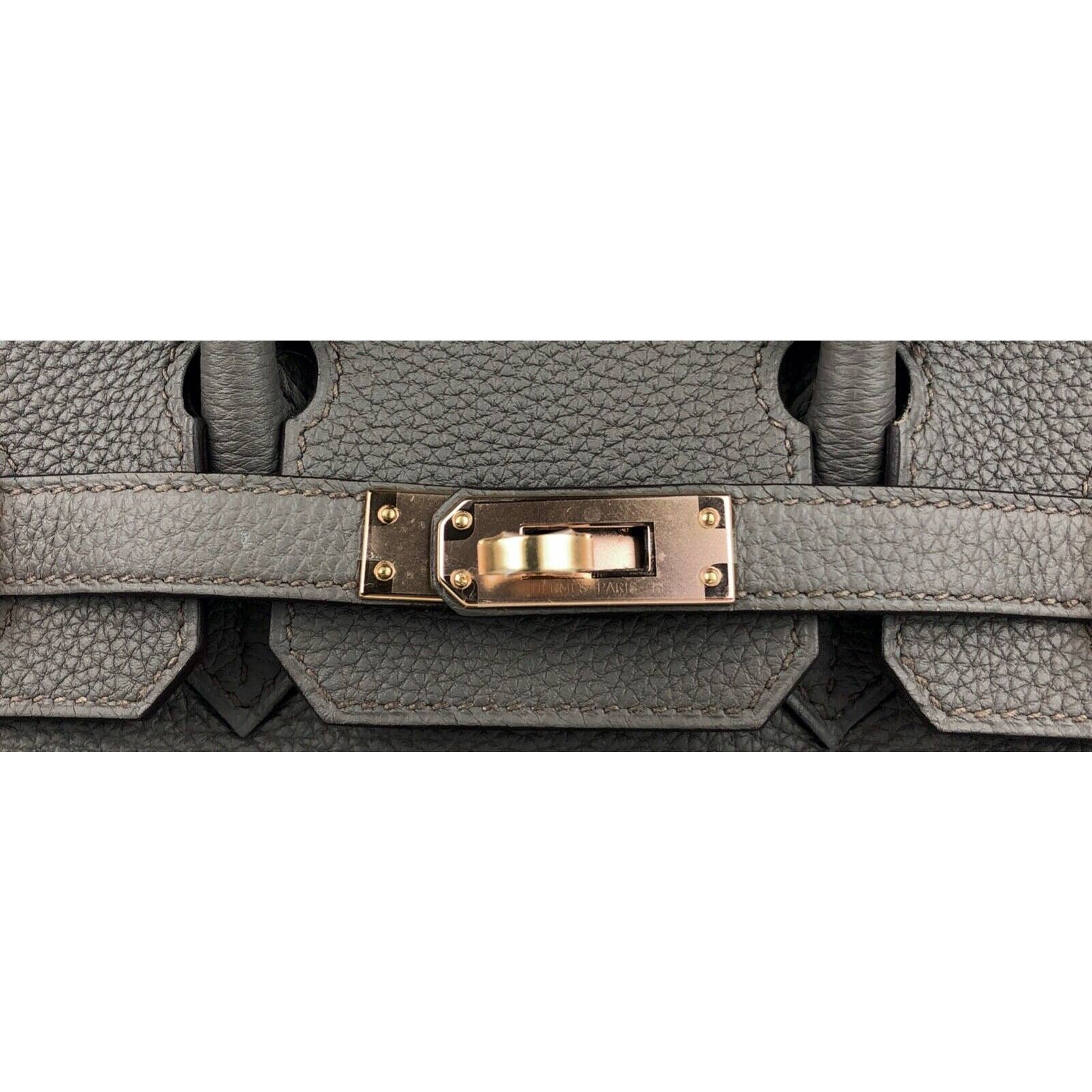 Hermes Birkin 25 Etain Gray Brown Grey Togo Leather Rose Gold Hardware –  Lux Addicts