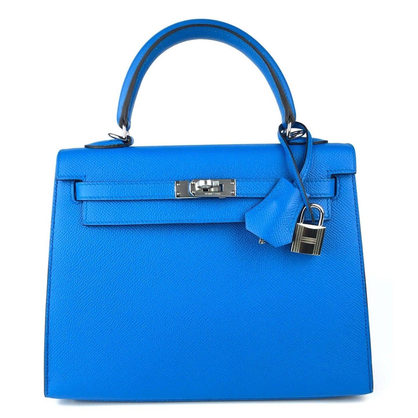 Hermes Kelly 25 Blue Zanzibar Sellier Epsom Leather Palladium Hardware