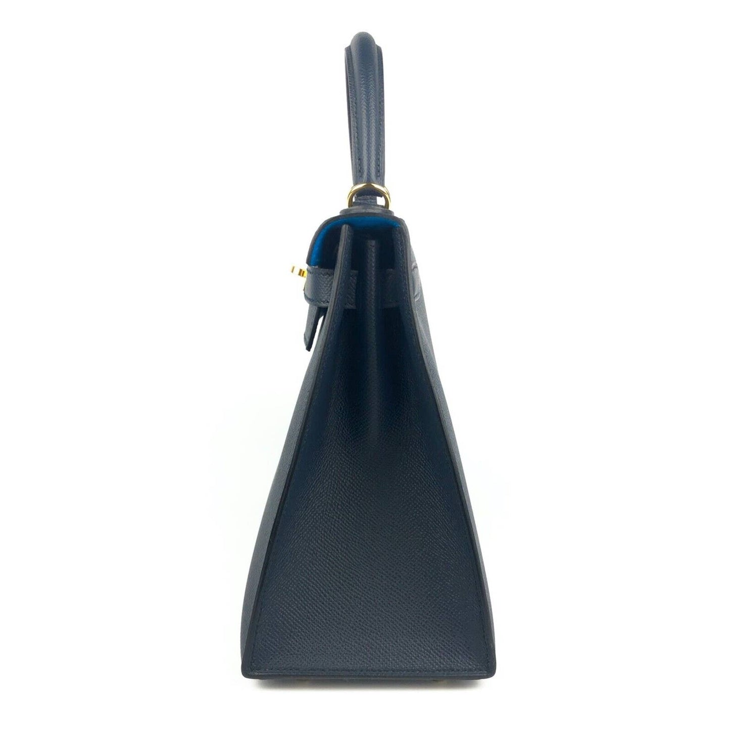 Hermes Kelly 28 Sellier Limited Edition Black Blue Indigo Blue Frida Epsom Leather Gold Hardware