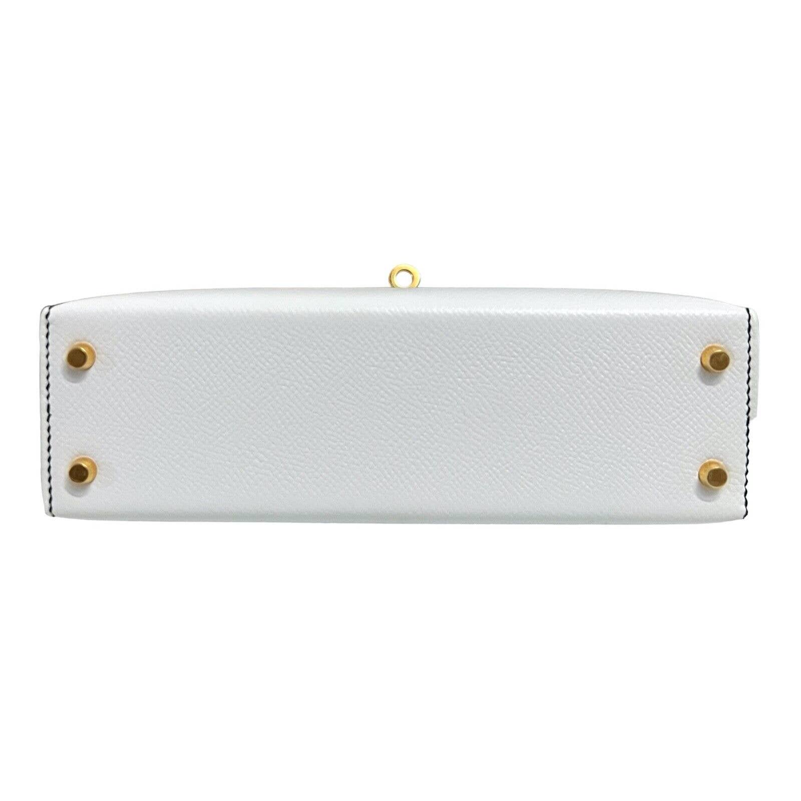 Kelly mini leather handbag Hermès White in Leather - 33831731