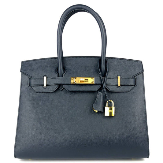 Hermes Birkin 30 Sellier Blue Indigo Epsom Leather Gold Hardware Handbag