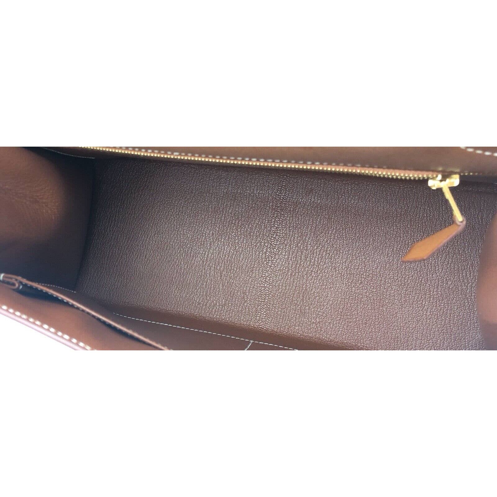 A FAUVE BARENIA LEATHER SELLIER KELLY 25 WITH GOLD HARDWARE