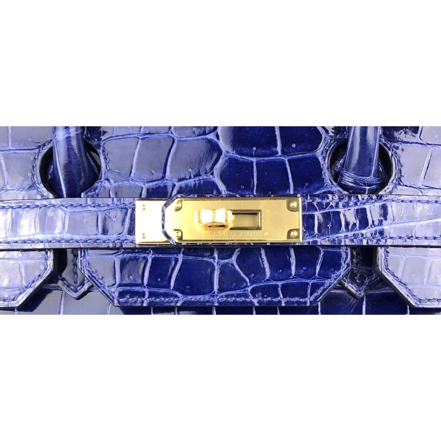 Hermes Birkin 35 Blue Electric Shiny Porosus Crocodile Gold Hardware