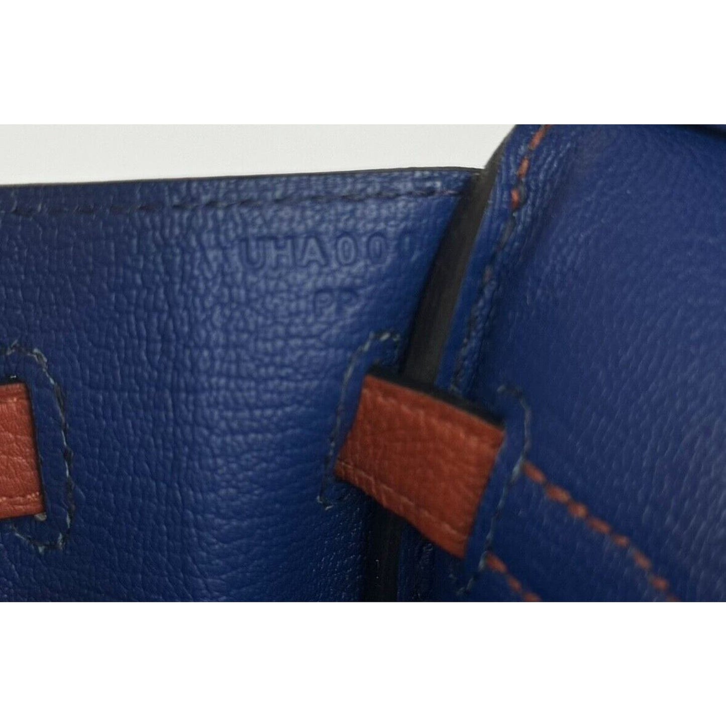 Hermes Birkin 25 Verso Cuivre & Blue Sapphire Leather Palladium Hardware NEW