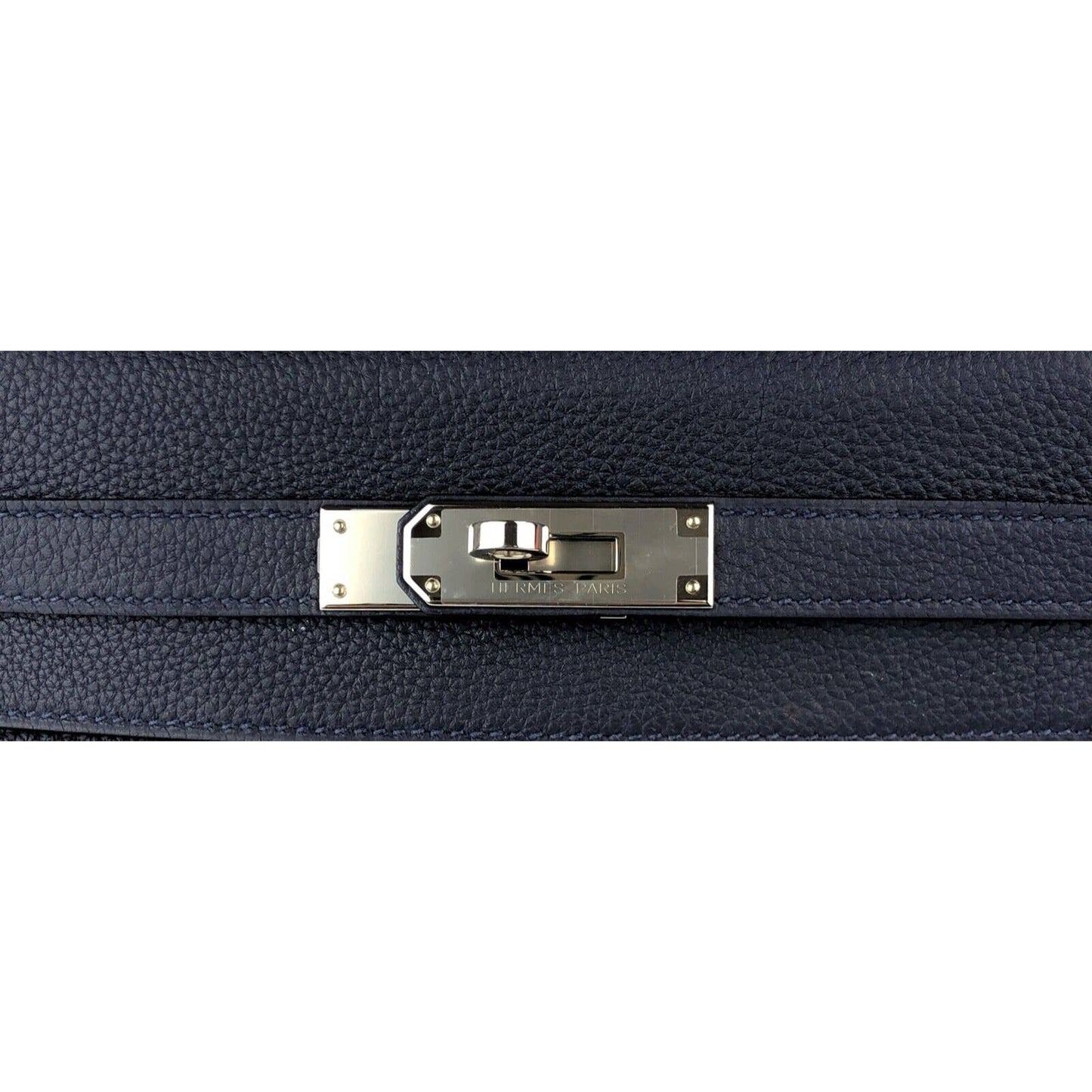 Hermes Kelly 28 Bleu Nuit Navy Dark Blue Leather Shoulder Bag Palladium Hardware