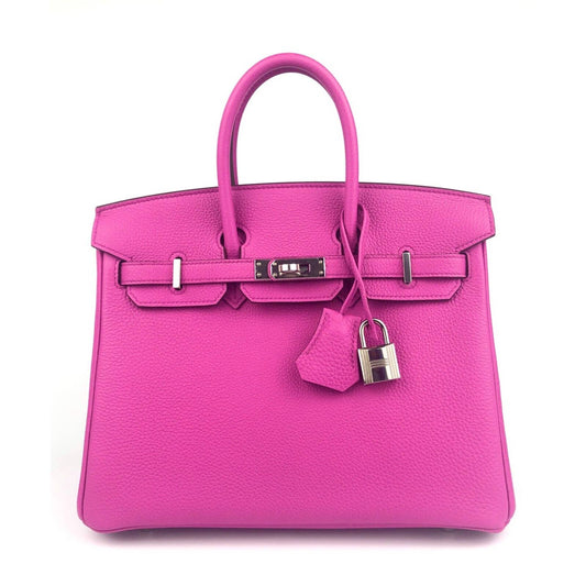 Hermes Birkin 25 Magnolia Pink Purple Togo Handbag Palladium Hardware