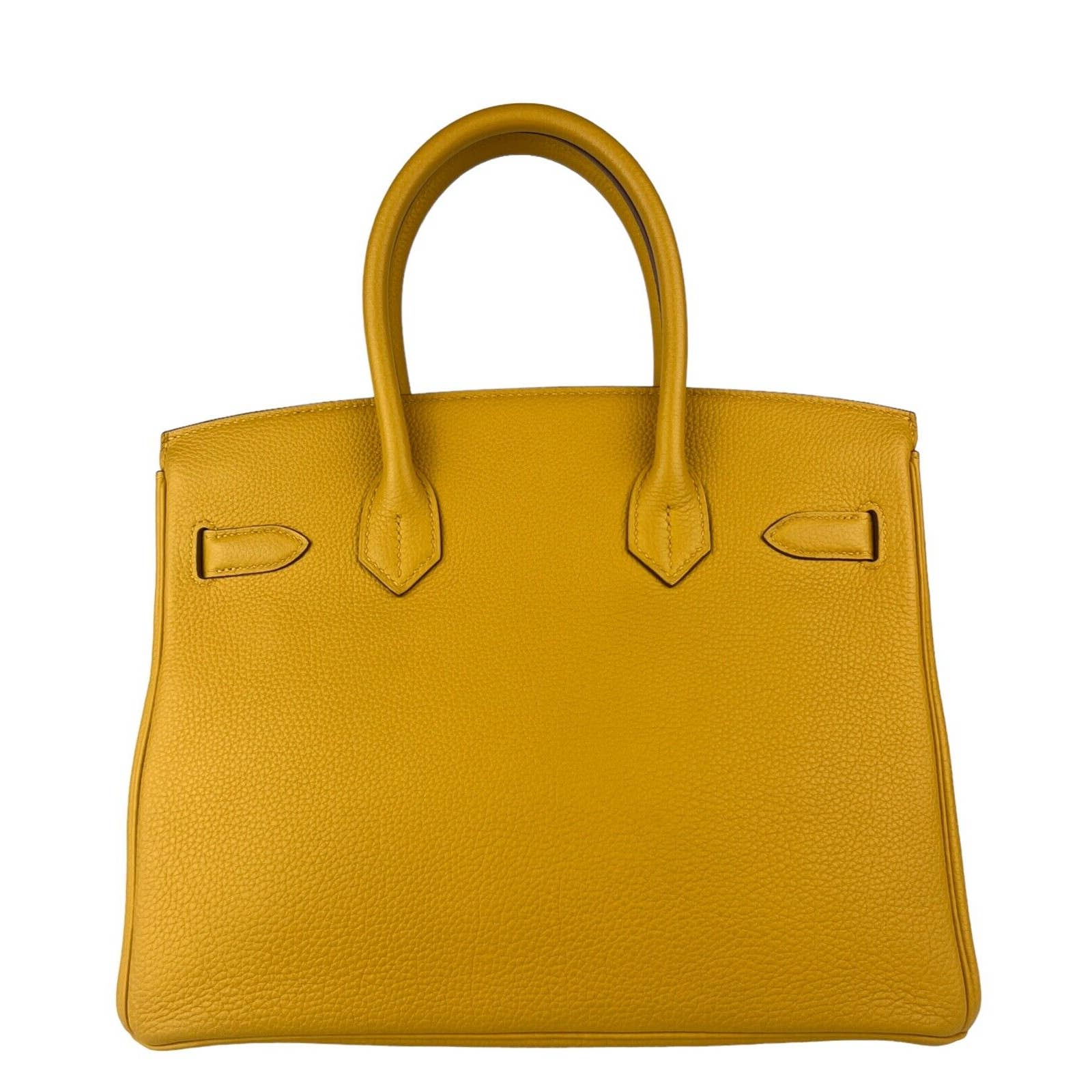 Hermes Birkin Handbag Jaune Ambre Togo with Palladium Hardware 30 Yellow