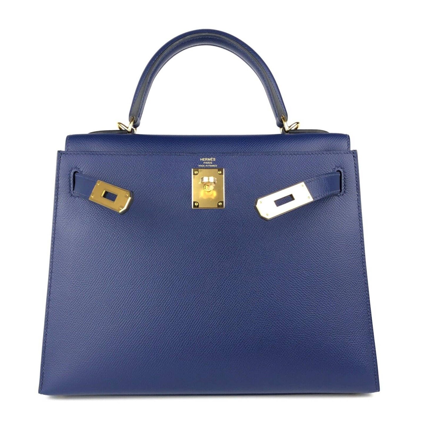 Hermes Kelly 28 Sellier Blue Sapphire Epsom Leather Gold Hardware Bag 2021