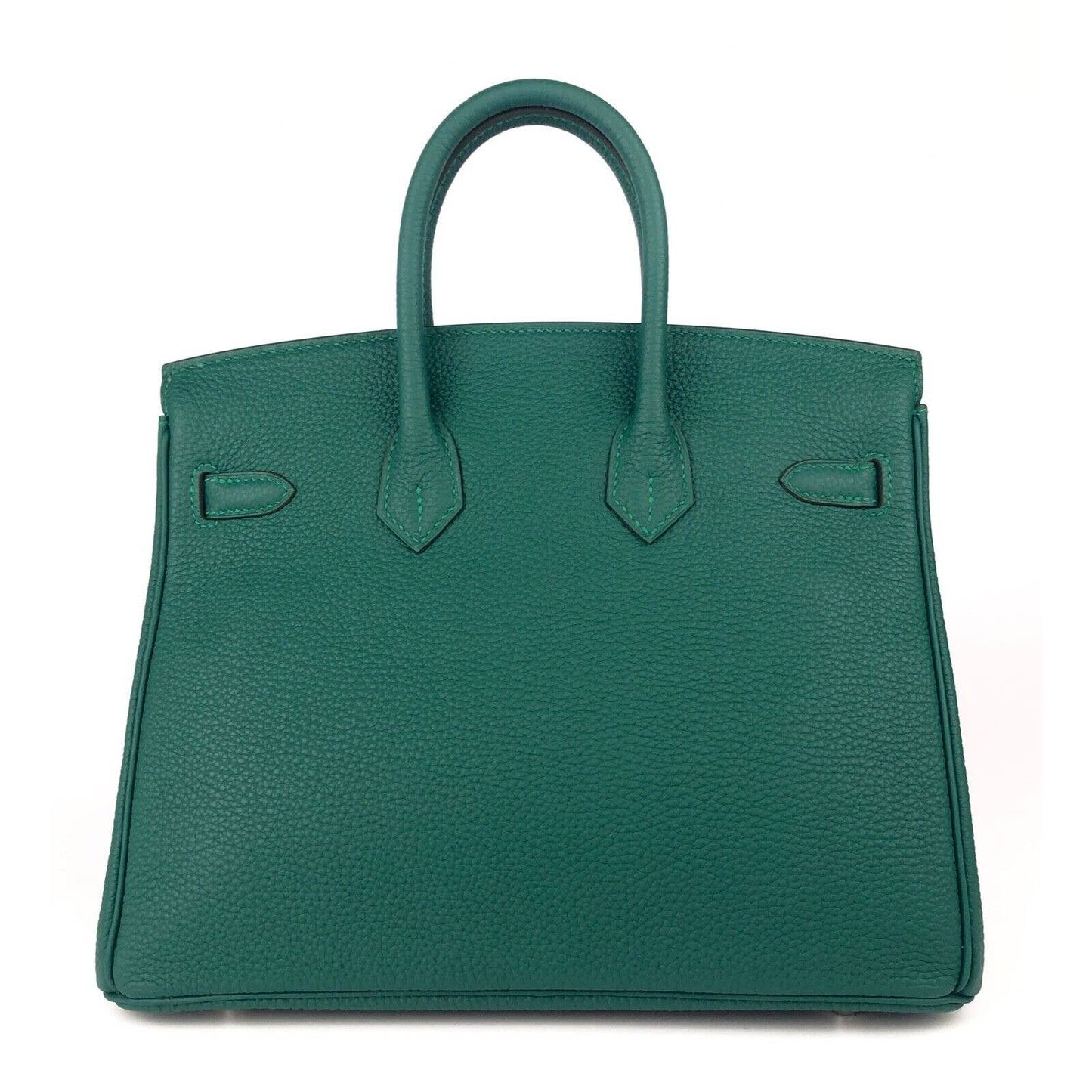 Hermes Birkin 25 Malachite Green Togo Leather Palladium Hardware Handbag
