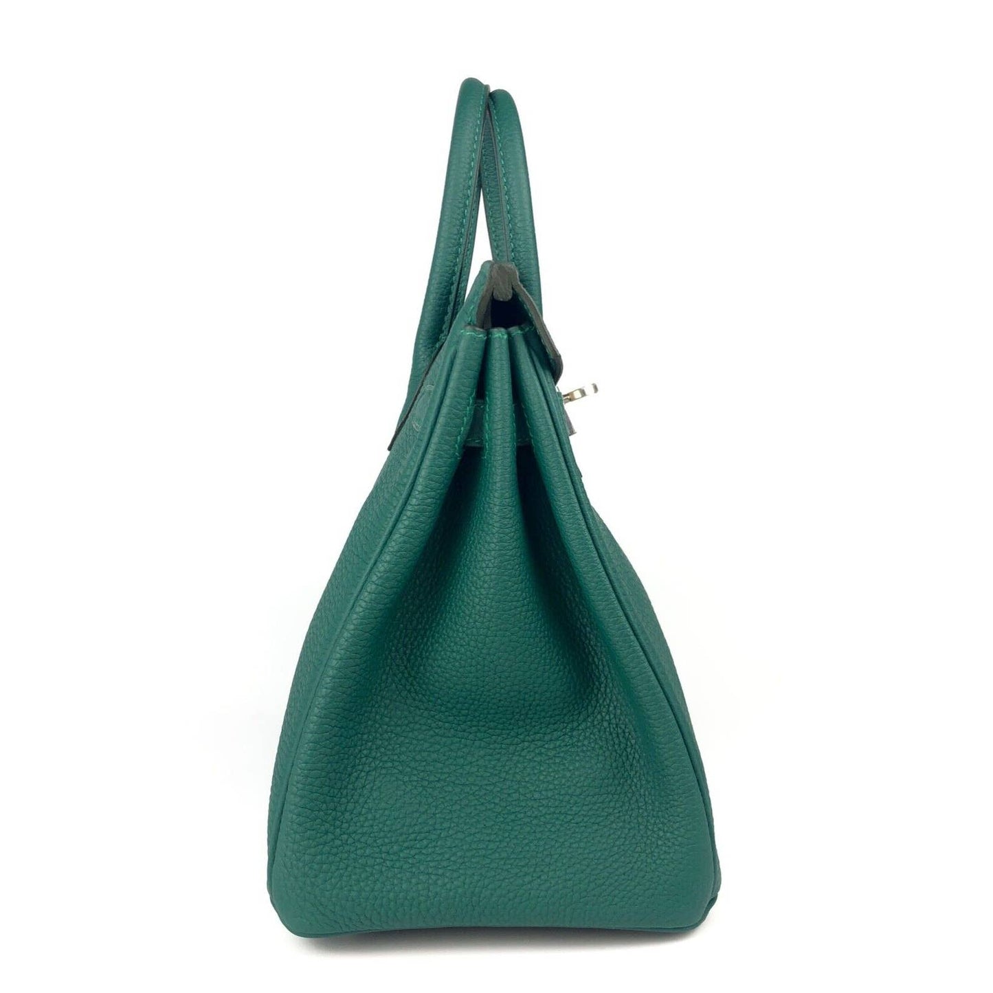 Hermes Birkin 25 Malachite Green Togo Leather Palladium Hardware Handbag