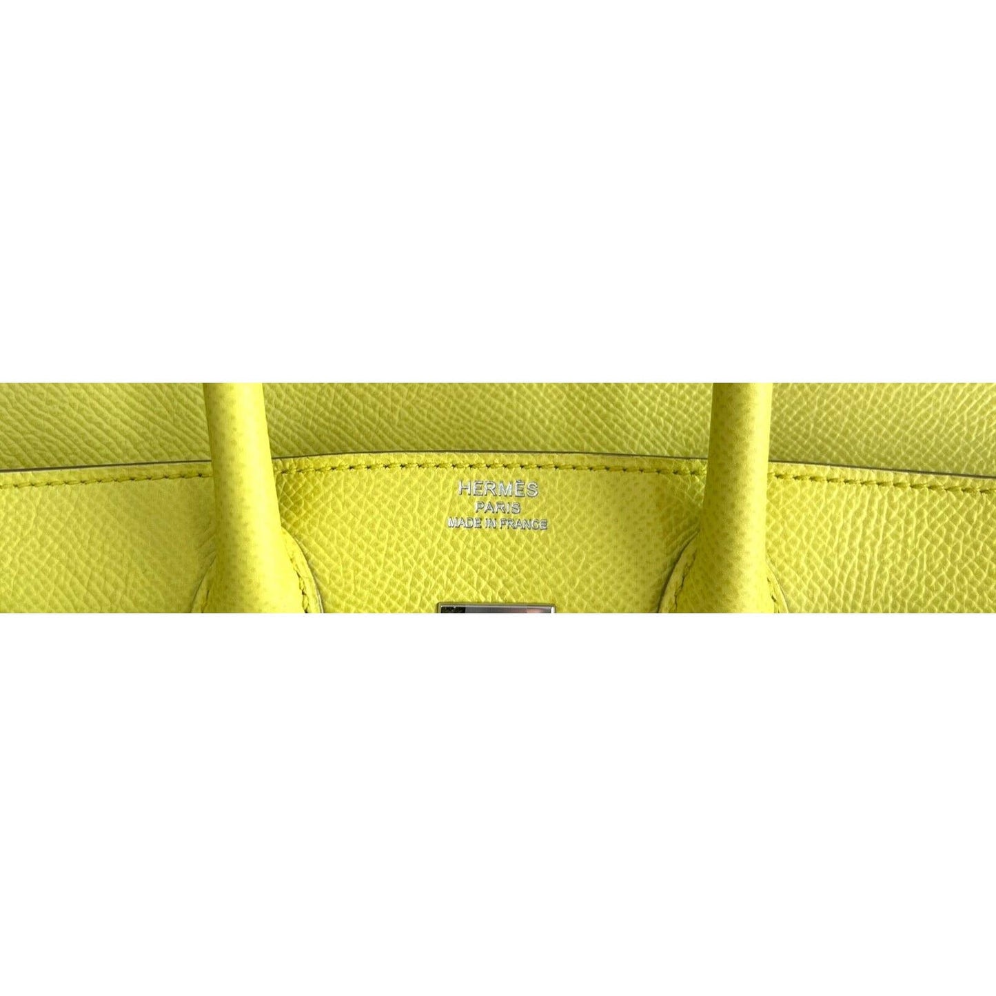 Hermes Birkin 25 Lime Yellow Epsom Leather Palladium Hardware Bag Handbag