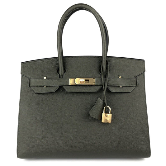 Hermes Birkin 30 Sellier Vert de Gris Green Gray Epsom Leather Gold Hardwar