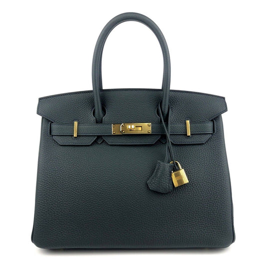 Hermes Birkin 30 Vert Rousseau Green Togo Leather Gold Hardware Handbag