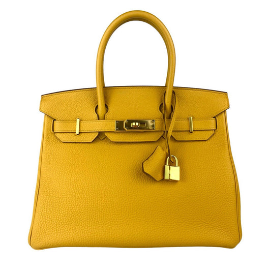 Hermès Birkin 30 Jaune Ambre Yellow Togo Leather Gold Hardware Handbag Bag