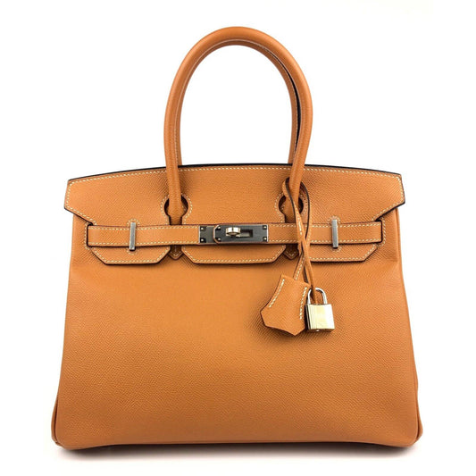 Hermes Birkin 30 Toffee Tan Camel Epsom Leather Palladium Hardware