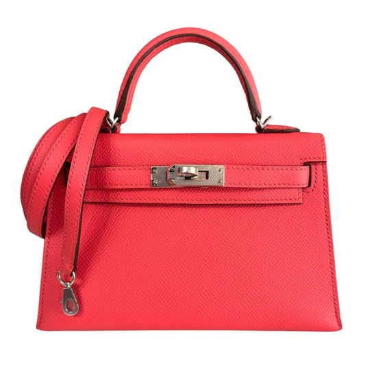 Hermes Kelly Mini 20 Rose Texas Pink Epsom Leather Palladium Hardware