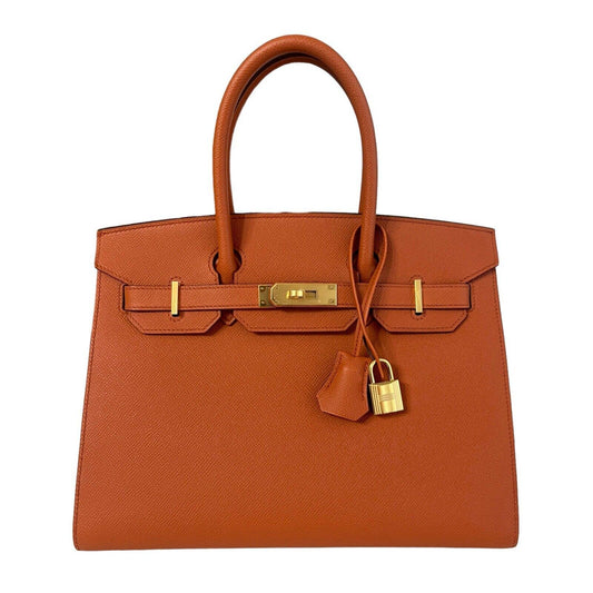 Hermes Birkin 30 Sellier Terre Battue Orange Epsom Leather Gold Hardware