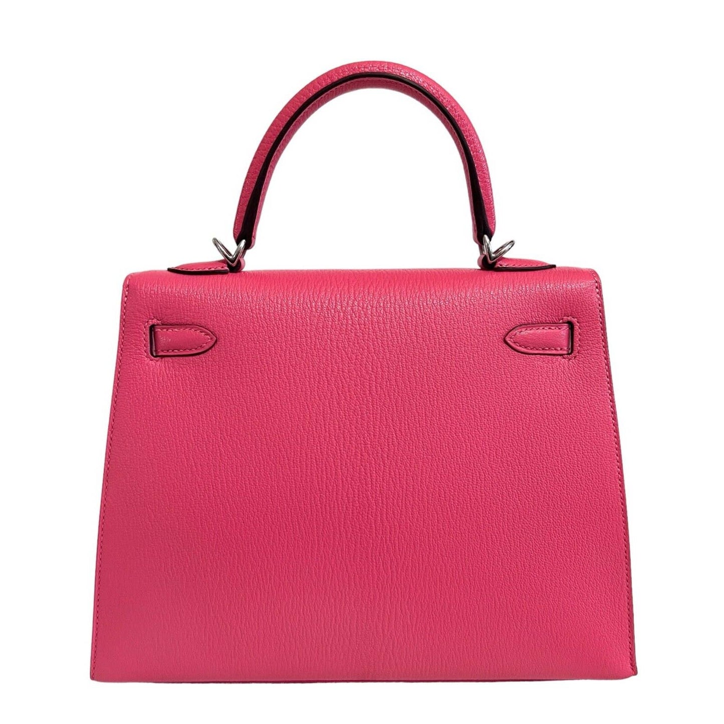 Hermes Kelly 25 Sellier Rose Lipstick Pink Chèvre Leather Palladium Hardware