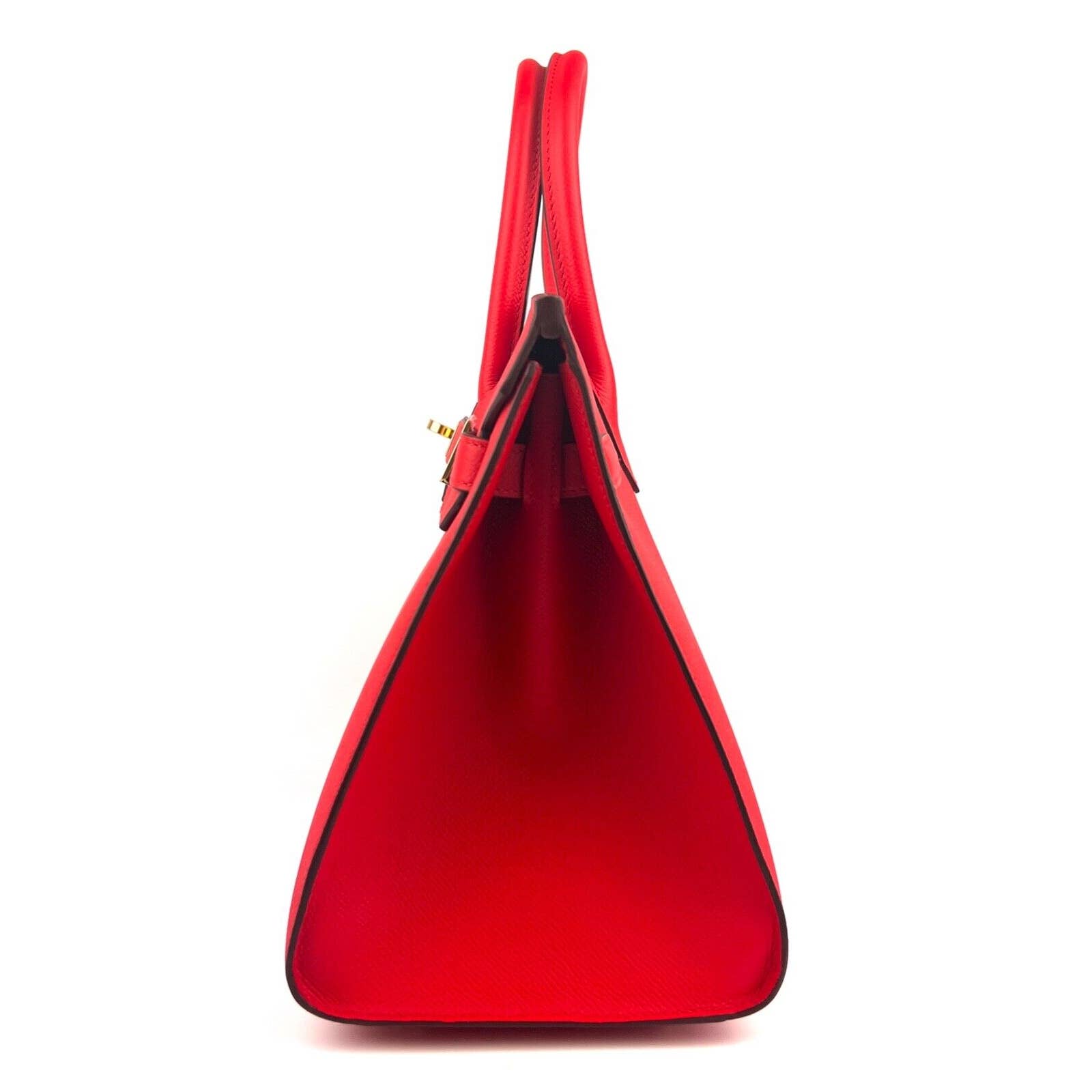 Hermes Birkin 25 Sellier Rouge de Couer Bag Palladium Hardware Epsom Leather