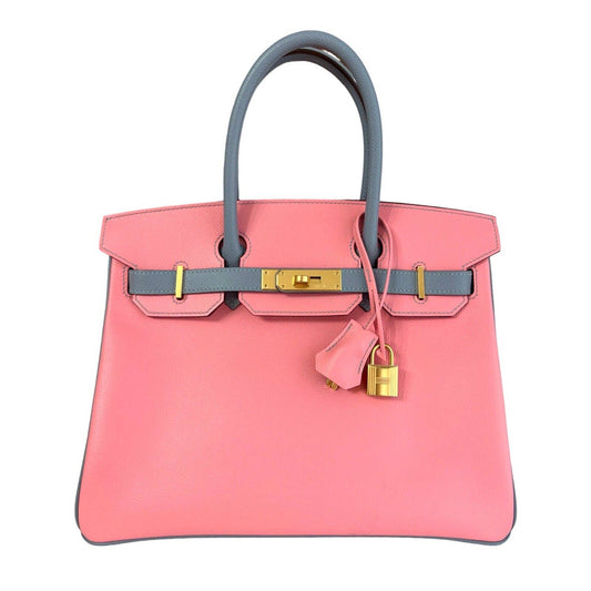 Hermes Birkin 30 Special Order Pink Rose Confetti Blue Glacier Gold Hardware