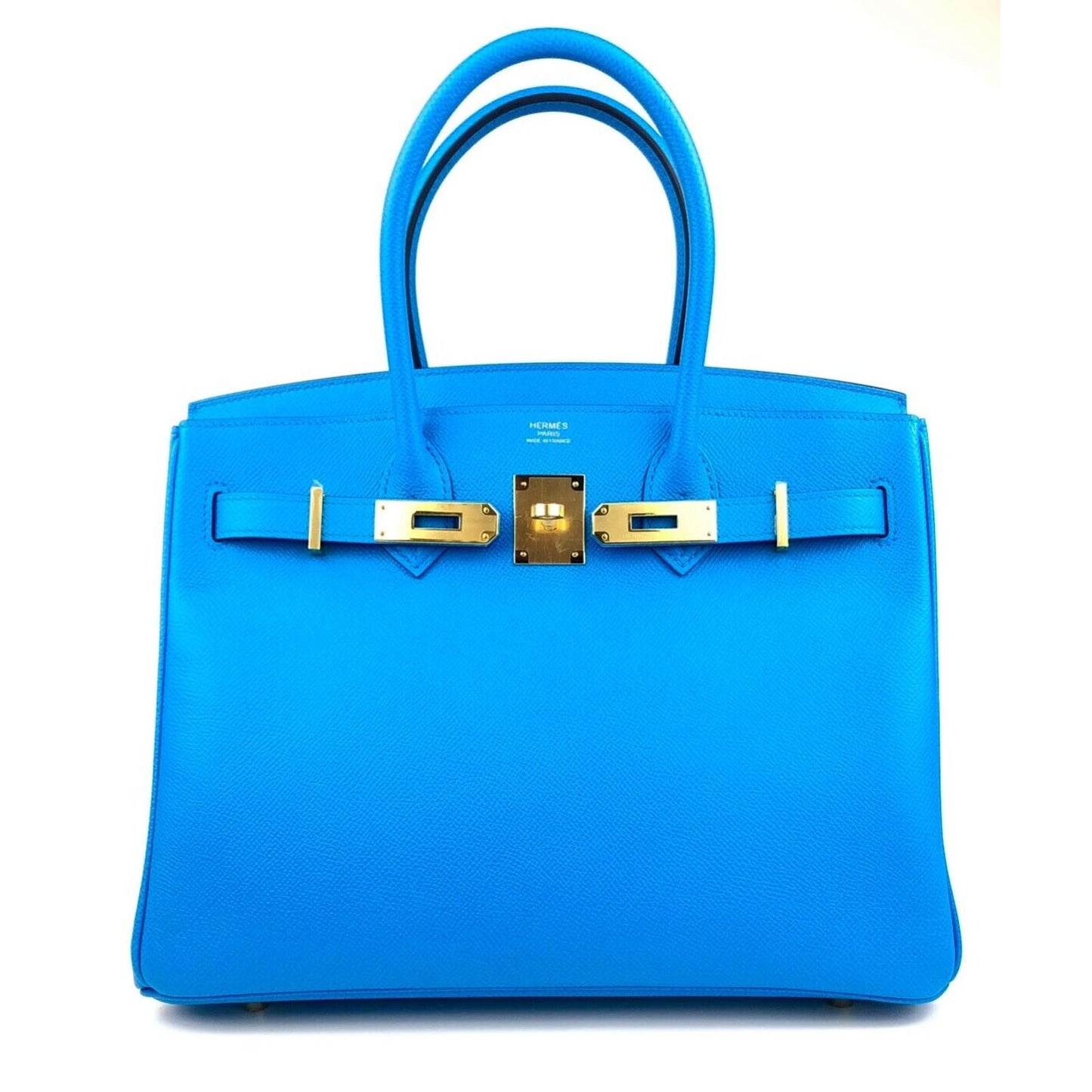 Hermes Birkin 30 Blue Frida Epsom Leather Bag Gold Hardware